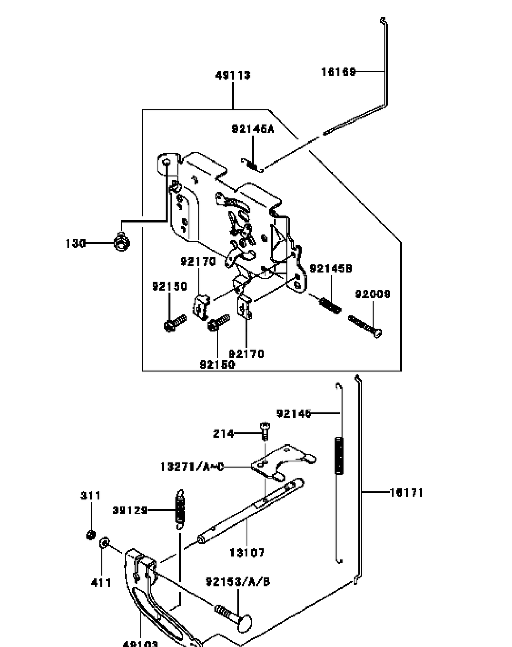 Kawasaki Fh430v-Cs26 Control Equipment Diagram and Parts List for H1536 55AI4HPR050-WAM Cub Cadet Lawn Mower